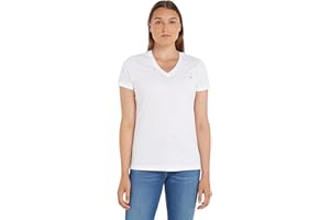 Tommy Hilfiger Damen T-Shirt Kurzarm Heritage V-Ausschnitt
