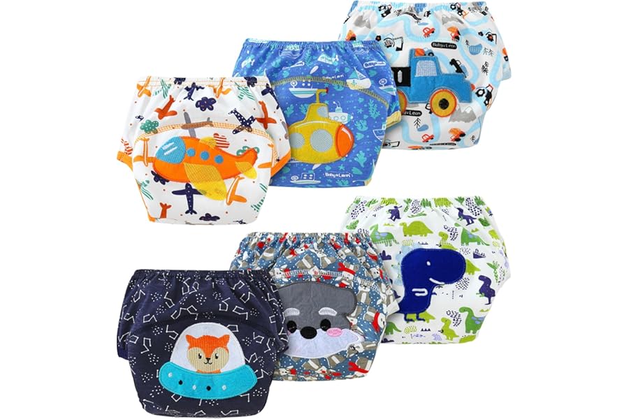 AUYAO Potty Training Pants Boy Girl Reuseable Trainer Nappies, 6 Pack Toddler Training Underwear Infants, Baby Mesh Potty Leak-Proof Cotton Training Pants Cute Baby Training Underwear Pants 0-3 Years
