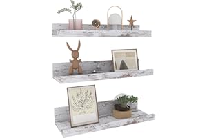 EXYGLO Mensola da Muro in Legno MDF, Salvaspazio per Soggiorno, Cucina, Bagno, Contengono 3 Pezzi in un Set 40cm