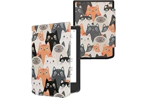 kwmobile Etui kompatybilne z Pocketbook Verse / Verse Pro/Verse Color/Vivlio Light/Light HD etui - pokrowiec na czytnik e-booków - koty pomarańczowe/czarne/białe