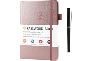 Nircho Passwortbuch mit Registerkarten, Adress und Passwort-Organisationsbuch, Kleines Passwortbuch mit Gelstifte Organizer für Computer und Website Logins(Roségold)