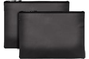 HEYQK Borsa per Documenti Ignifuga Nera da 2 pezzi, Borsa Ignifuga in silicone rivestito resistente al fuoco(Stile con Cerniera)