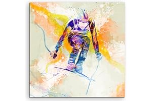 PAUL SINUS ART Ski Alpin II 60x60cm Wandbild SPORTBILD Aquarell Art tolle Farben von Paul Sinus