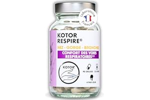 KOTOR PHARMA KOTOR RESPIRE | Libère les Voies Respiratoires | Rhume, Nez, Gorge, Toux | Eucalyptus + Thym + Plantain + Curcuma + Echinacea + Huile Essentielle | 90 Gélules | Vegan | Produit en France