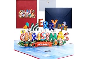 AINVLIYA Guiffly 3D Noël Cartes de Voeux, Carte Doël 3D,3D Pop Up Cartes Postales avec Enveloppe Carte,Cartes cadeaux Romantiques Pour les Mères, les Jeunes Filles et les Amis Masculins