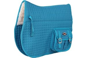 CHALLENGER Horse English 72121-124 Sattelunterlage mit Taschen, gesteppt, Fleece, gepolstert