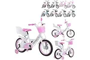 XUANYU 12/14/16 Pouces Vélo Enfant avec Panier et Roues Stabilisatrices pour Filles et Garçons de 2 à 8 Ans, Vélo VTC pour Enfant Débutant