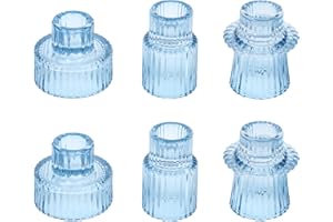 HofferRuffer Candle Holders Set of 6,Glass Votive Tealight Holders for Taper/Pillar/Tealight Candles,Candlesticks for Table Centerpiece, Wedding,Birthday,Gifts（Blue）