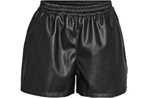 Noisy may Damen Coated Hot Pants PU Shorts Leder Optik Beschichtete Kurze Stoff Hose NMANDY