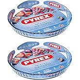 Pyrex Classic Bake & Enjoy Glass Quiche Flan Dish 31cm 1.8 Litre Transparent (Pack of 2)