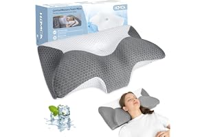 HOMCA Cervical Kudde Memory Foam Kudde, 60x35x8/12 cm, Grå Svalkande