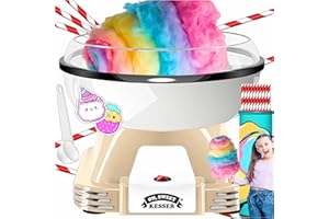 ‎KESSER KESSER® Zuckerwattemaschine Set für Dein zuhause - Mit 30x Zuckerwatte Stäbchen & Messlöffel - Retro Cotton Candy Machine - Zuckerwatte Maschine Mit Zubehör - Höhe 22 cm - 500 W Creme Weiß