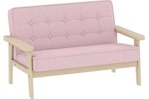 ‎AIYAPLAY AIYAPLAY Kindersessel Kindersofa mit Samtoptik, massiven Holzfüßen Sessel aus Schaumstoff Kinderstuhl für Kinderzimmer, Spielzimmer, 77 x 42 x 48 cm, für Kinder 3-15 Jahre Rosa