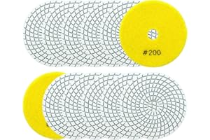 QUEFORET Diamant Polierpads Körnung 200-12 Stücke Nass Polierscheiben 100mm für Granit Marmor Quarz Kunststein, für Winkelschleifer