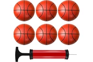 JEFHOMKIT 6 Stück Mini Basketball,15cm Mini Aufblasbare Basketball,Gummi Basketball Klein mit 6 Bälle und 1 Ballpumpe,Kleiner Basketball für Kinder,Erwachsene,Indoor,Outdoor