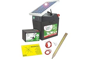Eider Appareil pour clôture électrique Solaire 10045-00S Cowboy B 5000 avec Panneau Solaire 5 Watts et Batterie