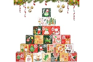 BOMICLSS 24Pcs Christmas Advent Calendar Box, 24 Days Countdown Advent Calendar, Gift Boxes for Christmas Decorations, 7 * 7 * 7cm