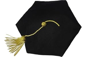 GraduationMall Doctoral Tam Troddel aus Samt, Goldfarben Gr. Einheitsgröße, Schwarz, 6 Seiten