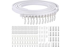 JETEC Riel de cortina flexible de techo curvado, soporte flexible, ventana suave para riel de cortina con ganchos de metal, cortinas de cama, separación de habitación (blanco, 5 m)