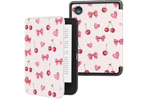 MoKo Case for Kobo Clara BW/Colour/Clara 2E 6", Cherry Bow | Auto Wake/Sleep, Ultra Slim Lightweight Cover Folio Case for Kob