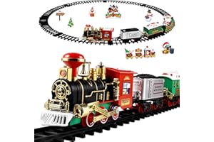 TOYANDONA Ensemble de Train de Noël, Train de Chemin de Fer Électrique Alimenté par Batterie Ensemble de de Jouet de Moteur de Locomotive avec Lumières Et Sons pour sous Autour de