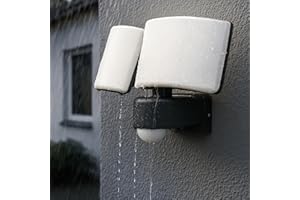 Miratic Projecteur Led Extérieur Double 2x20W - 2x1600lm Blanc Chaud 3000K Eclairage Exterieur Jardin Allée Garage Lampe Exterieure avec Haute Résistance IP65 IK10 (avec détecteur de mouvement)