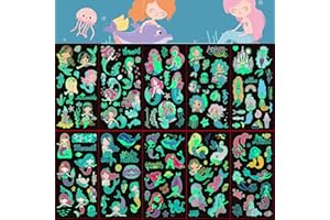 10 arkuszy świecących tatuaży Probuk zwierzę tymczasowe tatuaże dla dzieci, wodoodporne naklejki z tatuażami świecące ciemność naklejki świąteczne zaopatrzenie na dzień dziecka