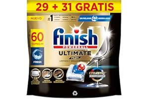 Finish Powerball Ultimate Plus All in 1 Pastillas Lavavajillas, Nuestra Máxima Limpieza y Brillo Diamante, 58 pastillas