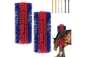 Kensbro 2 Brosses à Gratter pour Bétail, Grattoir universel pour Cheval, Brosse de Massage Complet pour Cheval Chèvre Vaches Moutons Cochons Bétail(Rouge et Bleu)