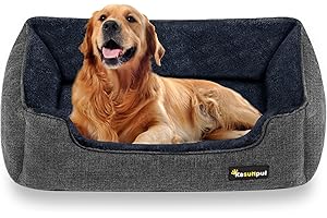 Kasunpul Hundebett, Hundekissen, Hundekorb, Hundekörbchen Hundesofa rutschfeste Unterseite, für mittelgroße Hunde, Bezug abnehmbar und waschbar 113 x 78 x 30 cm, Größe XL, Dunkelgrau