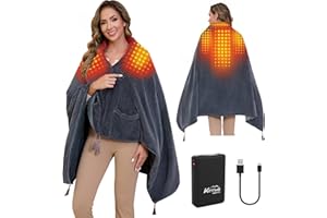 ‎KINTIWE Kintiwe Heizdecke, Elektrische Wärmedecke Heizdecke mit 20000mAh Akku Kabellos, Heizkissen für Nacken und Schulter mit 4 Heizzonen und 3 Temperaturstufen