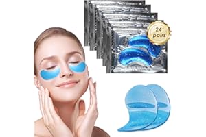 BABY MOLOVE 24 paires Patches Yeux,Gel Masque,Poches Sous Les Yeux Patch Yeux anti Cernes en Gel Sous Les Yeux Masque Collagene à Effet Hydratant et AméLiorer Les Rides et Ridules Soins Des Yeux(Bleu)