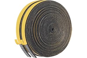 KAPOOSY Weather Stripping Door Seal, 6mm W X 1.5mm T Adhesive Foam Tape, Window Door Draught Excluder Air Conditioner Gasket Foam Tape, Total Length 10M (2 Rolls)