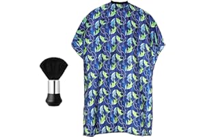 DSLSQD Capa de peluquería para niños, capa profesional de corte de pelo para niños, capa de corte de pelo con cepillo para el cuello, capa de corte de pelo de dibujos animados con cierre a presión