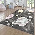 TT Home Nursery Area Rug Kids Rug For Bedroom Girls Boys Modern Rainbow Cloud Rug Animal Motif Colourful, colour:Anthracite, Size:200x280 cm