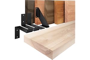 LAMO Manufaktur étagère Murale en Bois Massif, Bord régulier, étagère de Rangement Vintage, Bois Brut/équerre Noire 160cm, LWG-01-A-001-160VS