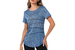 Terecey Camisetas Deporte Manga Corta Mujer Camiseta Tecnica para Mujer Suelta Camiseta Fitness Mujer y Cuello Redondo Camiseta Deportiva de Secado Rápido para Yoga Pilates S-XXL