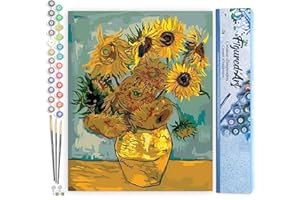 Figured'Art Dipingere con i Numeri - Paint by Numbers Van Gogh - Girasoli, Passatempo per Adulti, Kit Completo, Hobby Creativi - Quadri fai da te 40x50cm senza cornice