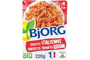 BJORG - Plat Cuisiné Torsettes Tomates à l'Italienne - Plat Préparé Bio - Doypack Micro-ondable 220 g