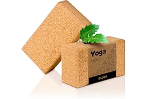 KORK-DEKO 2x Bloques de Yoga de Corcho (Juego de 2), Ladrillo de Yoga 2 piezas (Bloque / Ladrillos de Yoga) XXL a base de corcho natural al 100% de | 22 x 12 x 7 cm (juego de 2 / pack doble / dos piezas, extra grande)