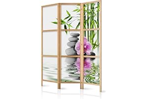 ‎DECOMONKEY decomonkey Paravent Raumteiler Innen Bambus Spa 135x171 cm 3 Teilig Room Divider Wall Raumteiler Stehend Trennwand Sichtschutz Spanische Wand Sichtschutzwand Wohnzimmer Holz Zen Orient Japan