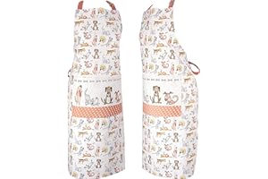 SPOTTED DOG GIFT COMPANY Fartuch kuchenny dla kobiet i mężczyzn - Fartuch kuchenny z motywem psa - Śliczne prezenty do gotowania i pieczenia dla miłośników psów - Regulowany pasek na szyję i wiązania w talii, 100% bawełna, 95 cm x 70 cm