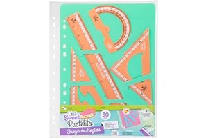 STARPLAST REGLAS DE PLÁSTICO QUIJOTE - Reglas Sweet Pastelito, medidas desde 9 hasta 30cm, colores pastel, con estuche de plástico, para uso escolar o universitario - Set 30cm Naranja
