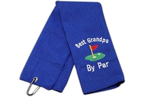 LEVLO Dad Golf Towel Embroidered Gift Father/Papa/Pops/Papaw/Opa by Par Golf Towel with Clip
