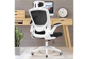 KERDOM Silla de Oficina ergonómica, Transpirable con reposacabezas Ajustable, reposabrazos, función basculante hasta 135°, Silla ejecutiva de Malla