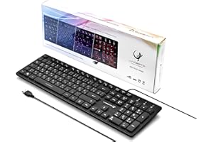 ‎LACERTO Lacerto® | Bilinguale Russisch-Deutsche beleuchtete Tastatur, USB, Spritzwassergeschützt, Deutsch + Russisch, Russian-German Illuminated Multimedia Keyboard | SPECTRUM-DR500