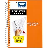 Five Star Spiral Defter, 1 Konu, Kolej &Ccedil;izgili Kağıt, 7" x 4-3/8", Kişisel Boyut, 80 Sayfa, Turuncu (450048CD1-ECM)