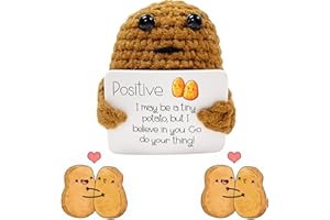 NOJGAC Positive for Potato, Cute Knitting Wool Potato with Encouraging Message Card, Funny Novelty Good Luck Gifts for Women, Soft and Cozy Positive Gifts for Birthday Party Decoration