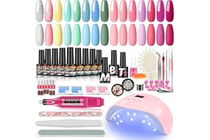 COSCELIA Kit vernis à ongles en gel 36W Lampe à UV LED avec 15 Couleurs Vernis à Ongles semi-permanent + Ponceuse pour Ongles, Kit de démarrage complet