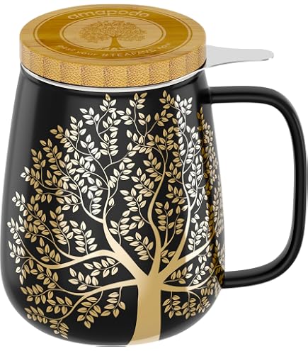Tasse à Thé Avec Infuseur LOVECASA - Porcelaine 450ml, Filtre Inox - Mug Thé/Café